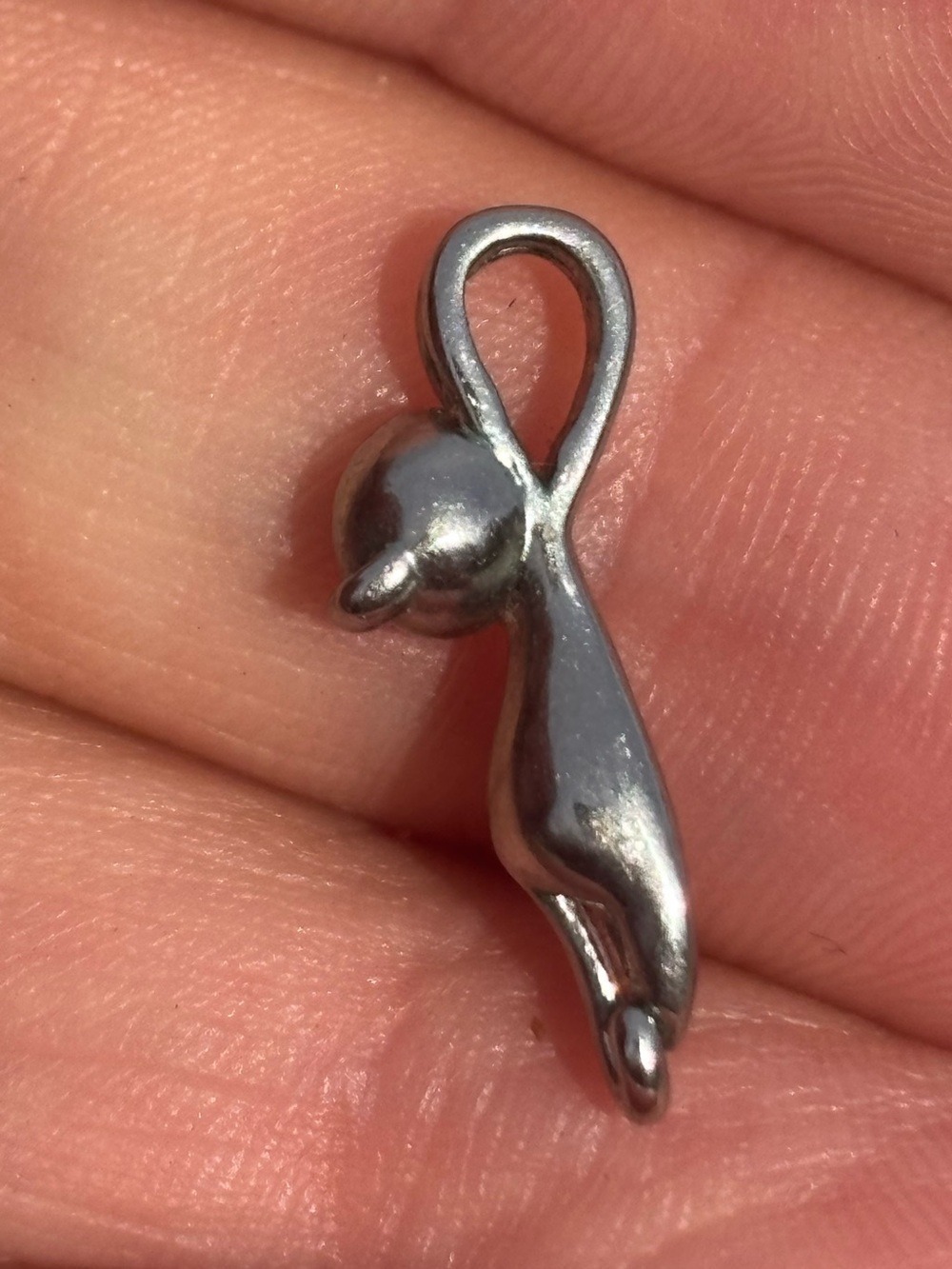 Sterling Silver Cat Pendant 925 Hanging Kitty Charm Quirky Minimalist Necklace